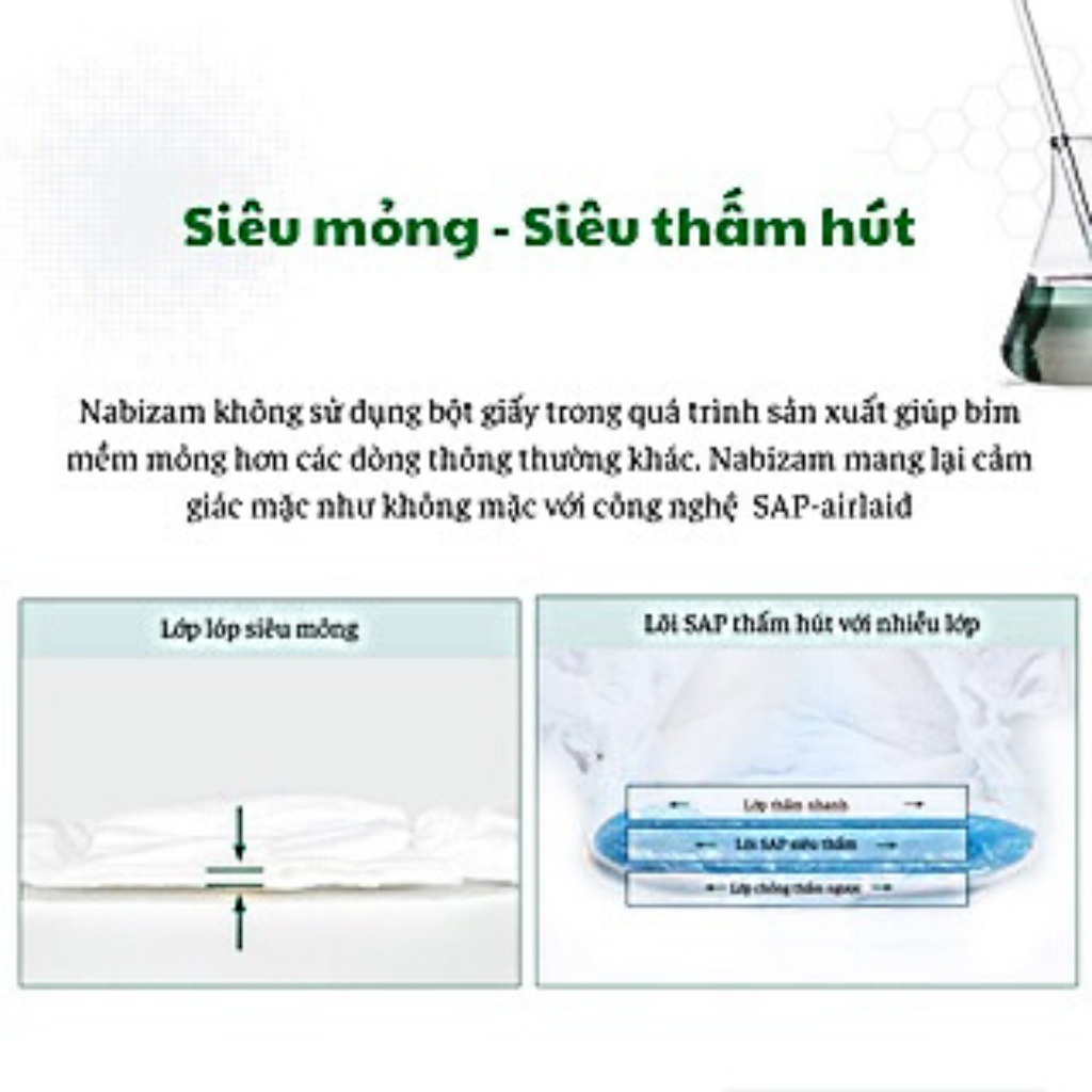 Combo 2 Bịch Bỉm Dán NABIZAM UltraThin Nội Địa Hàn 3 Lớp Siêu Mỏng Size S Cho Bé Từ 4-7kg, 44 Miếng/Bịch