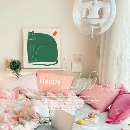 Tranh treo tường decor Mèo Cute aesthetic
