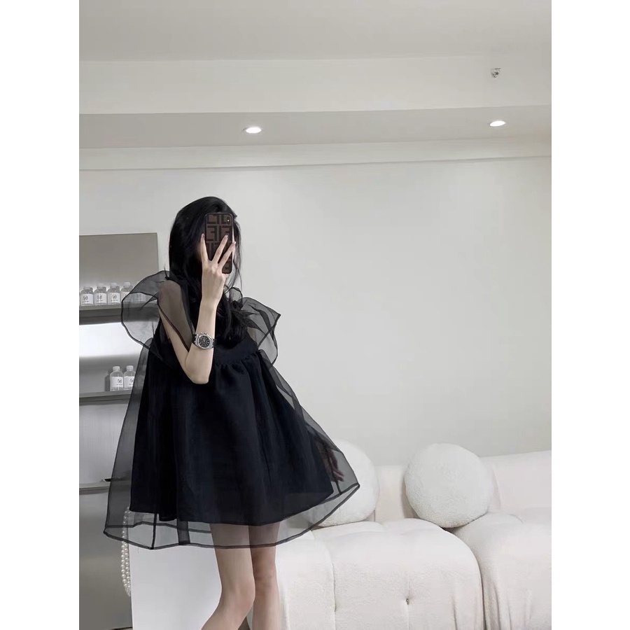 Đầm voan babydoll tay bồng dễ thương xinh đẹp  - NQ1222