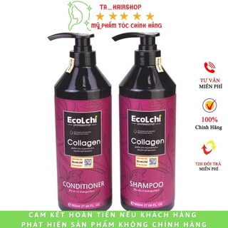 Dầu gội collagen Ecolchi, cặp gội xả ECOLCHI COLLAGEN chính hãng 800ml biotin &collagen karseell