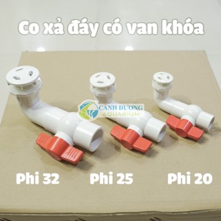 Co xả đáy hồ cá có van khóa, ống xả đáy hồ cá, van xả hồ