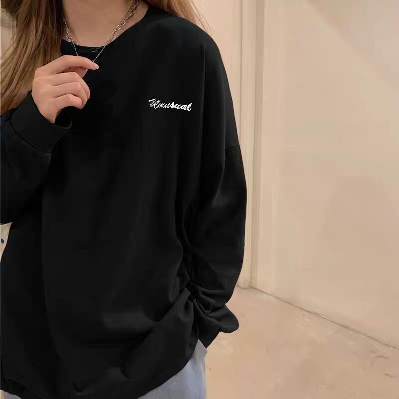 Áo thun SUXI tay dài cổ tròn màu sắc đơn giản phong cách thời trang Hàn Quốc