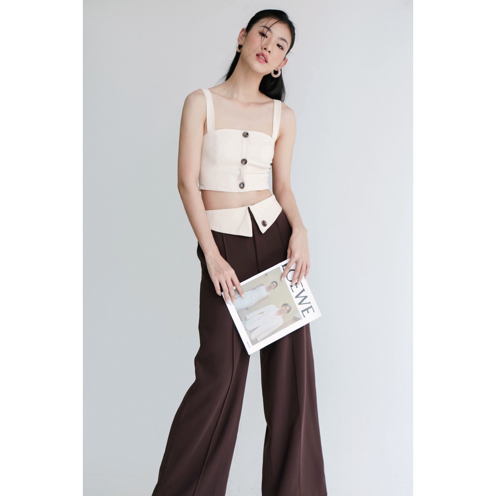 Quần suông nữ thiết kế bắt trend Jennie Black Pink nẹp ly cố định MIEU - JO09