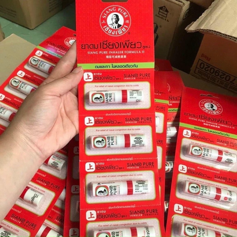 1 Ống Hít Thông Mũi Bạc Hà Hiệu Ông Già Thái Lan Siang Pure, Ống Hít Khô Thông Mũi