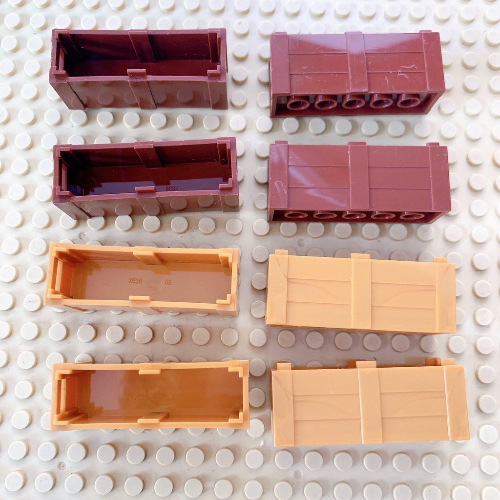 Phụ kiện MOC, tương thích với lego, combo 02 thùng gỗ, thùng đựng hàng, kích thước 2x6