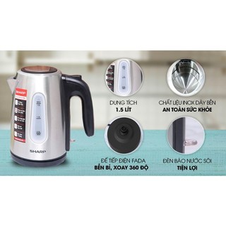 Bình Đun Siêu Tốc Sharp EKJ-15EVS-ST (1.5 lít) - Hàng Chính Hãng