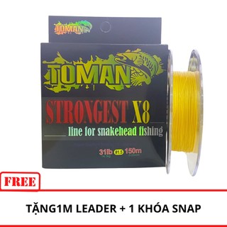 Dây câu cá,dây dù Toman x8 Thái lan 150m Chính hãng tặng leader khóa snap - Dây dù pe câu lure