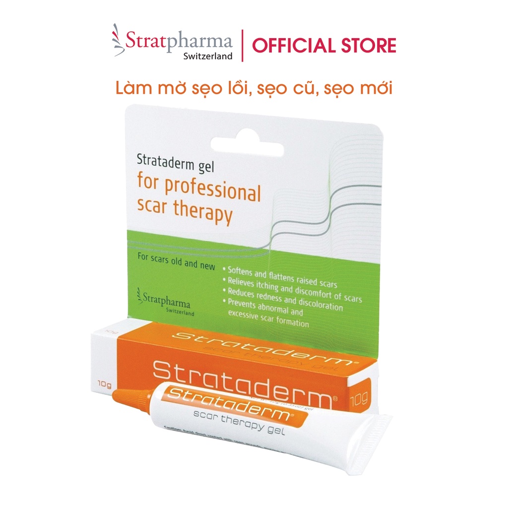 Gel Silicone ngăn ngừa sẹo lồi, sẹo xấu, sẹo lâu năm Strataderm 10g