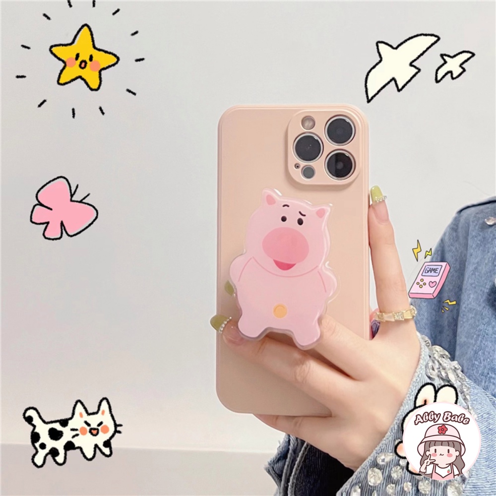 Ốp Điện Thoại TPU Mềm Chống Mồ Hôi Có Giá Đỡ Hình Heo Hồng Cho IPhone 14 Pro Max 11 7Plus 13 12 11 Pro Max X XS