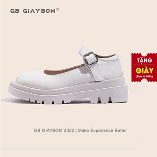 Giày Mary Jane Đế Cao Gót Vông Da Bóng Quai Gài Phong Cách Vintage Tiểu Thư 2 Màu Đen Trắng giayBOM B1159