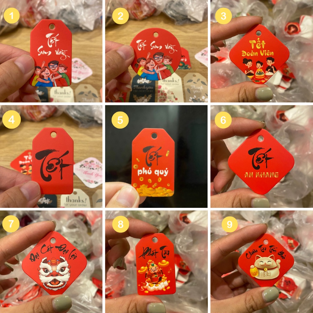 QUÀ TẶNG- 20 Cái Tag Giấy Tết Trang Trí Ngẫu Nhiên, Tag Giấy Treo Ngày Tết (kèm dây cối)