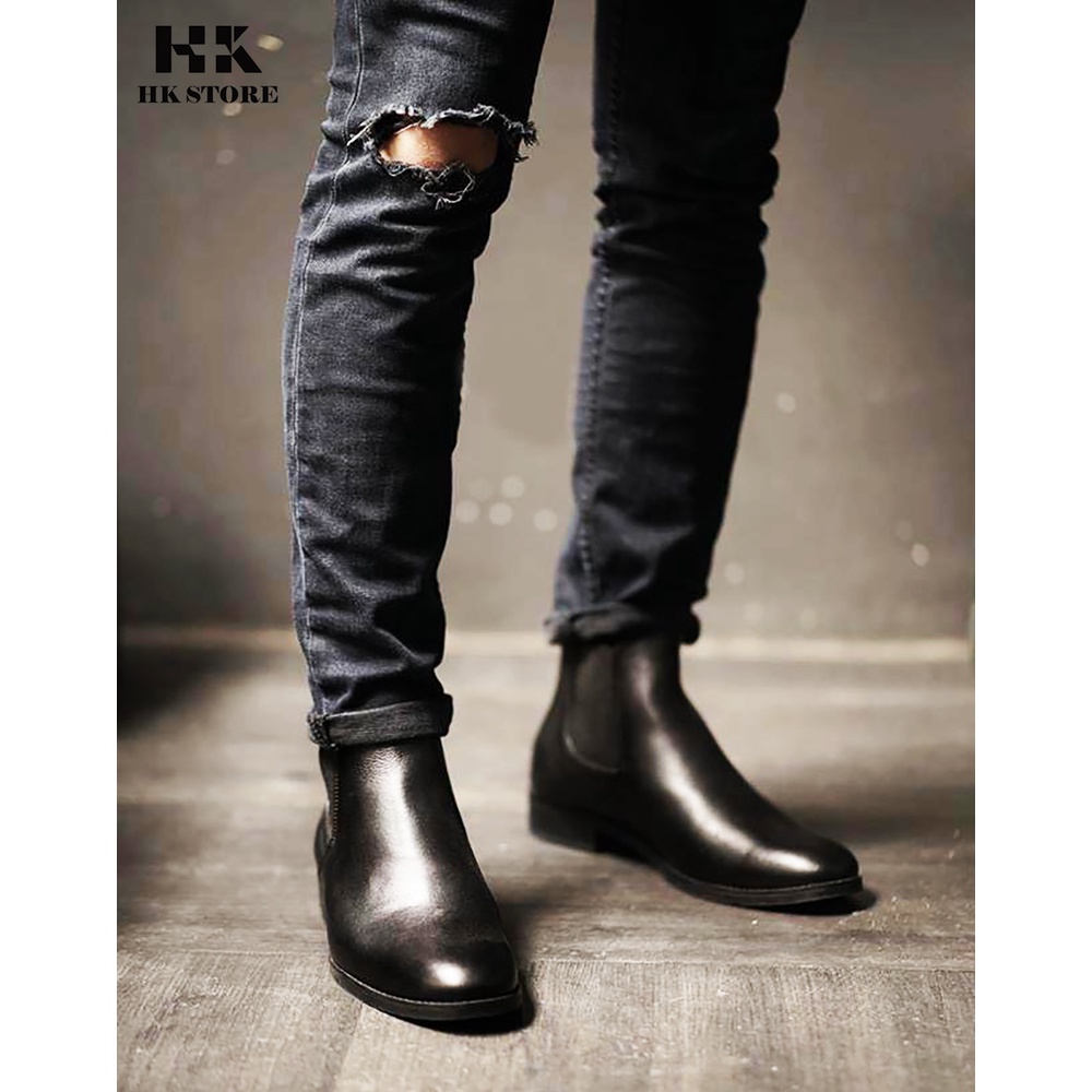 CHELSEA BOOTS classic da bò thật 100% êm mềm chân - kiểu dáng trẻ chung và thời trang - hàng chính hãng HK.STORE.