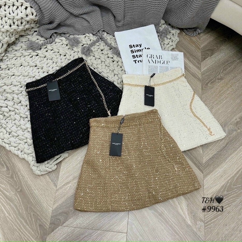 Chân váy nhũ siêu đẹp có lót kèm dây xích!