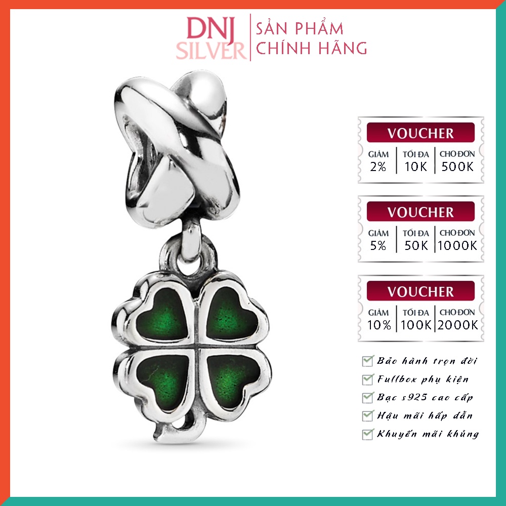 Charm bạc 925 cao cấp, hàng chuẩn bạc - Charm Four Leaf Clover thích hợp để mix vòng tay charm - DN390