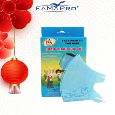 Khẩu trang y tế trẻ em 3 lớp Famapro 5D BABY cho bé (dưới 16kg)10 cái/hộp