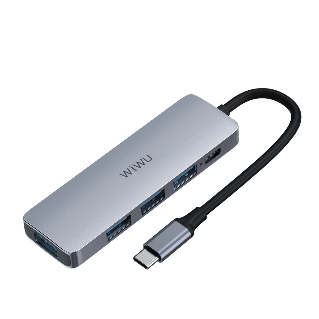 Hub Wiwu Alpha 5 in 1 A541BC tốc độ truyền tải dữ liệu cao với cổng USB 3.0, SẠC NHANH PD TYPE-C 3.0 - Hàng chính hãng