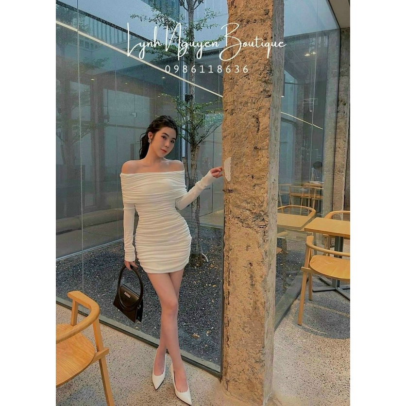 Đầm kiểu nữ Body Trễ Vai Nhún Sanh Chảnh thiết kế dành riêng cho phái đẹp GKM
