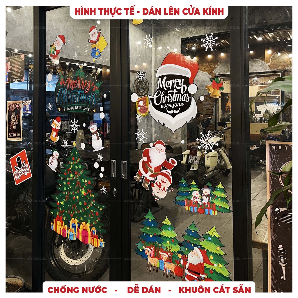 Sticker Giáng Sinh Độc Đáo Dán Kính Tủ Lạnh Tường Xe Máy Ô Tô | Team Decal Hình Dán Tem Trang Trí Noel Merry Christmas