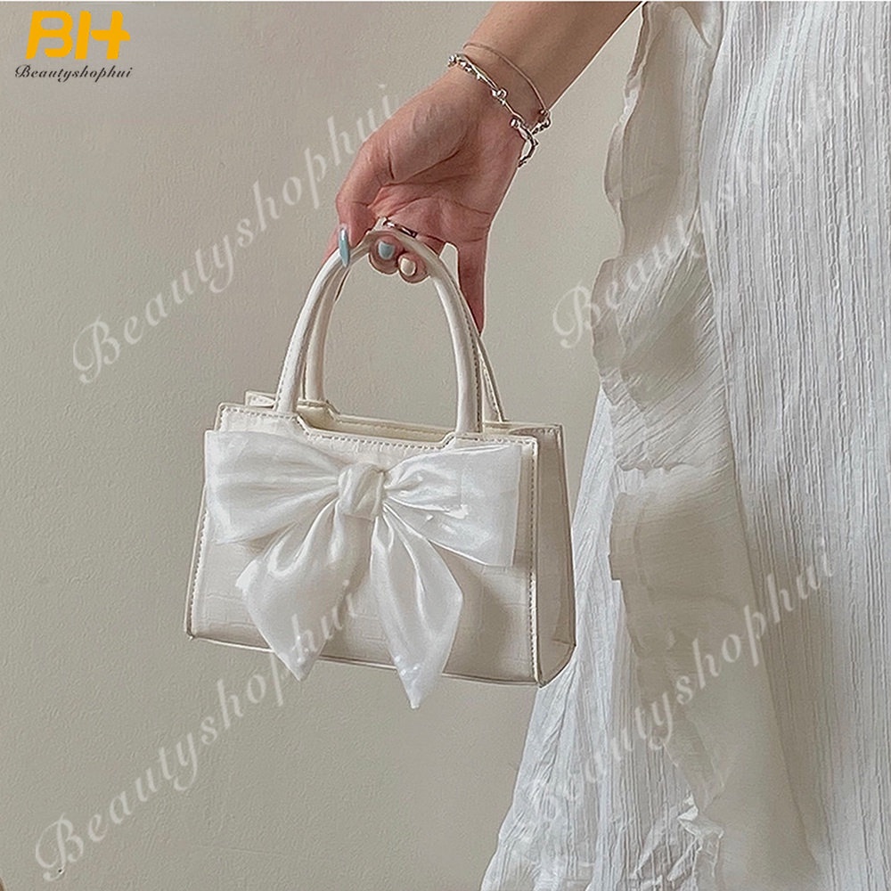 Túi Xách Đeo Vai Hình Vuông Nhỏ Cầm Tay Đính Nơ Phong Cách Cổ Tích Mới 2022 Cho Nữ