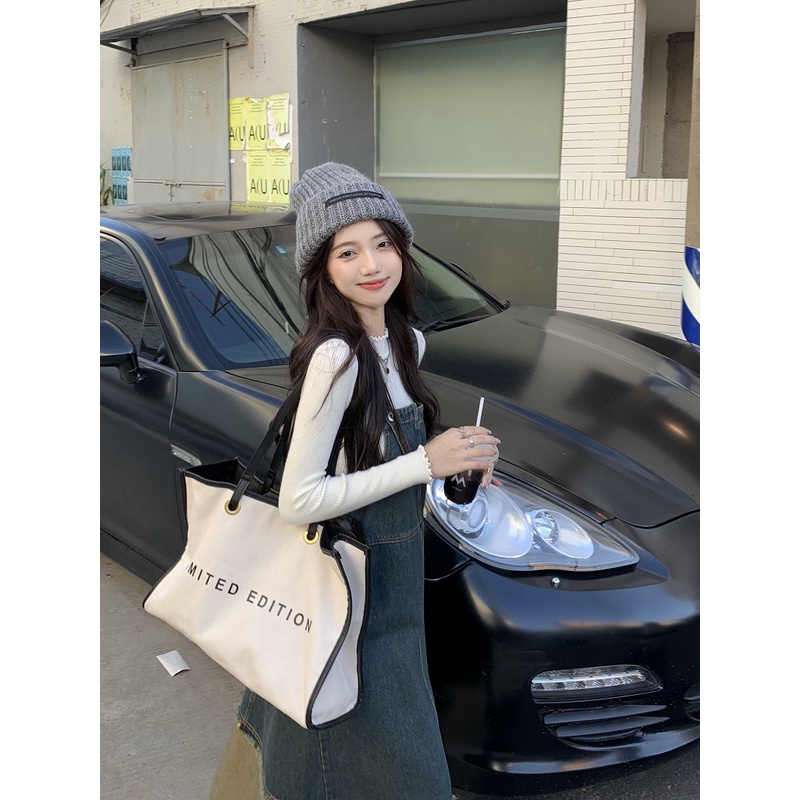 Váy Yếm Jean Dáng Dài Phối 2 Màu Tiểu Thư Mẫu Mới Mùa Đông Taobaotrend.Hn