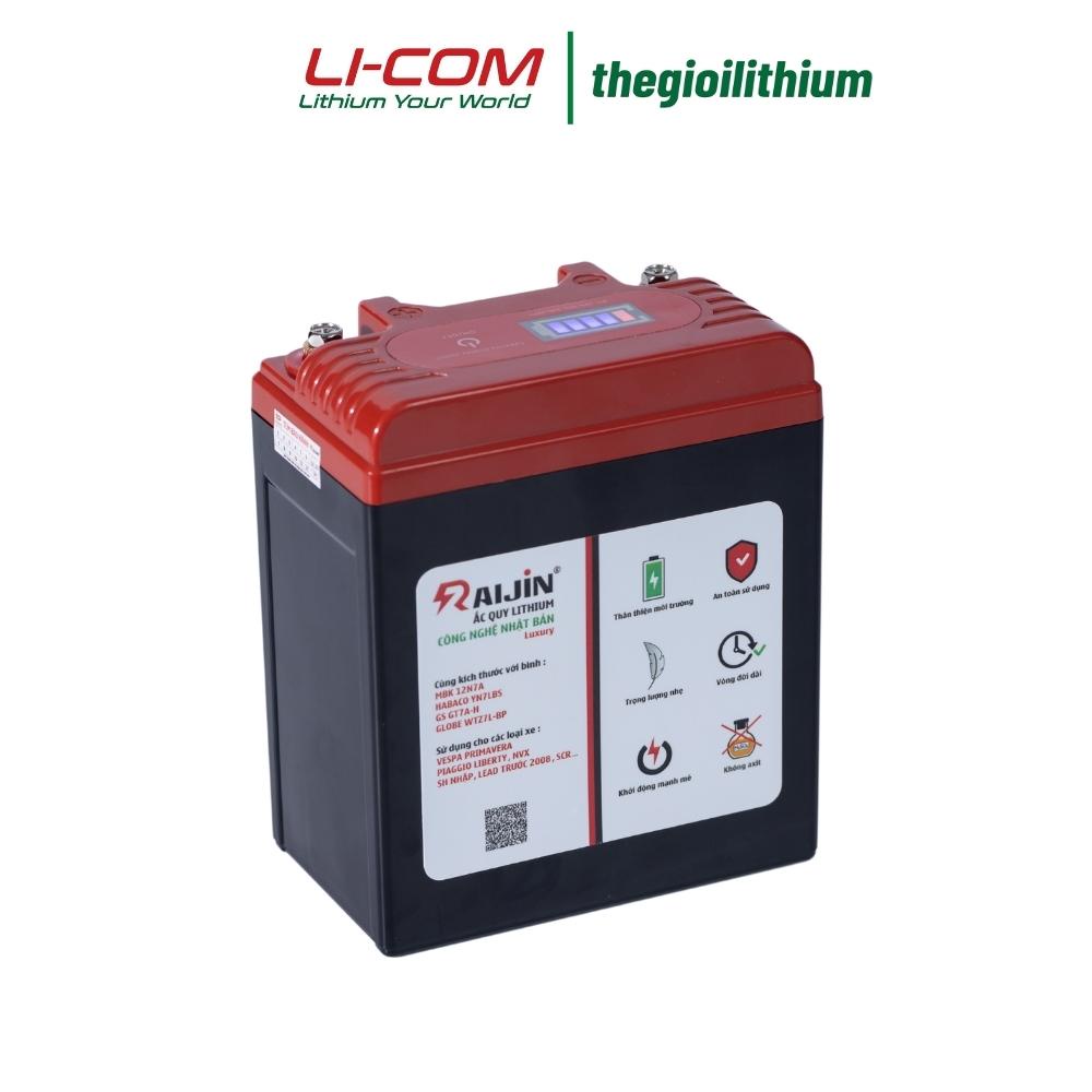 Hàng cao cấp -  Bộ bình ắc quy xe máy lithium RAIJIN  độ đèn và khởi động xe máy Luxury size M L 12v 6ah-7ah