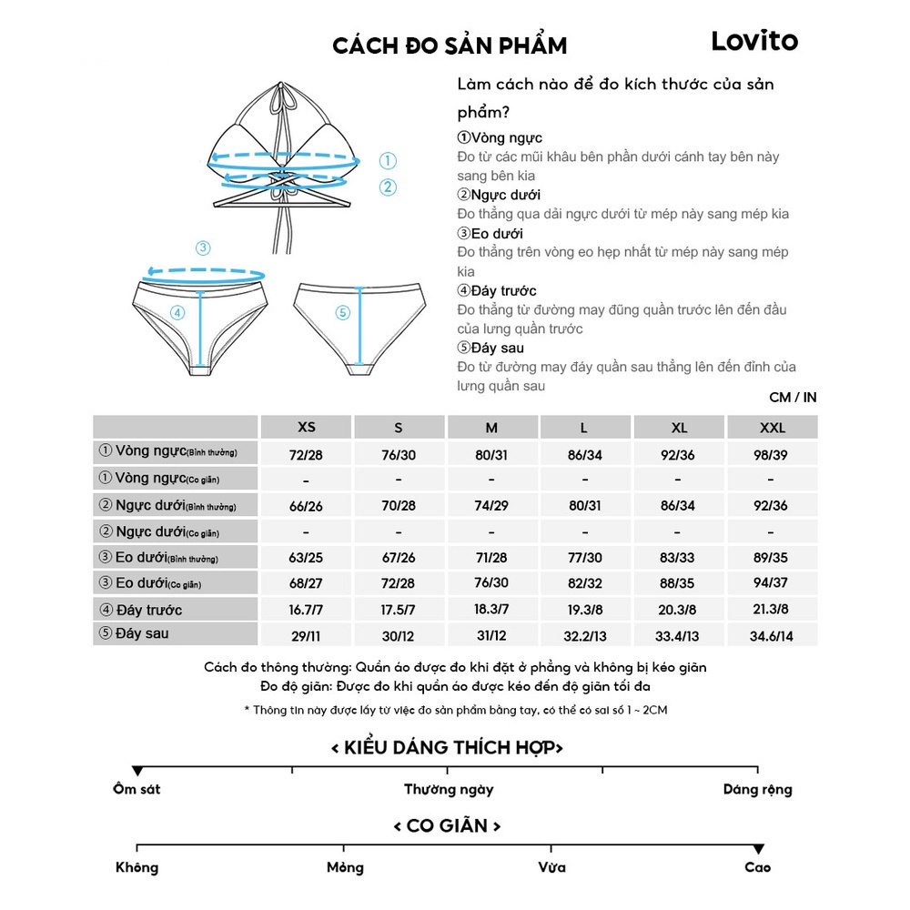 Lovito sexy Bộ bikini nữ 3 mảnh Water Ri gợn sóng có miếng lót rời L33AD013 (Nhiều màu)