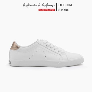 Giày thể thao nữ sneaker màu trắng đẹp dáng giày bata cổ thấp đế bằng chính hãng bAimée & bAmor - MS0963
