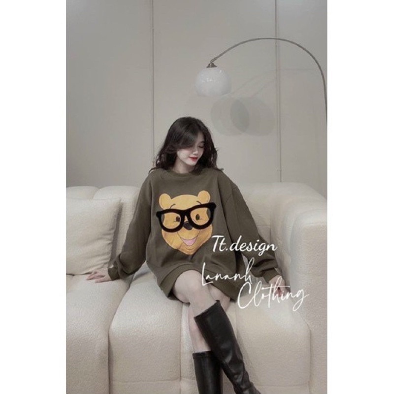 60-85KG Áo sweater BIGSIZE Gấu Kính so hot