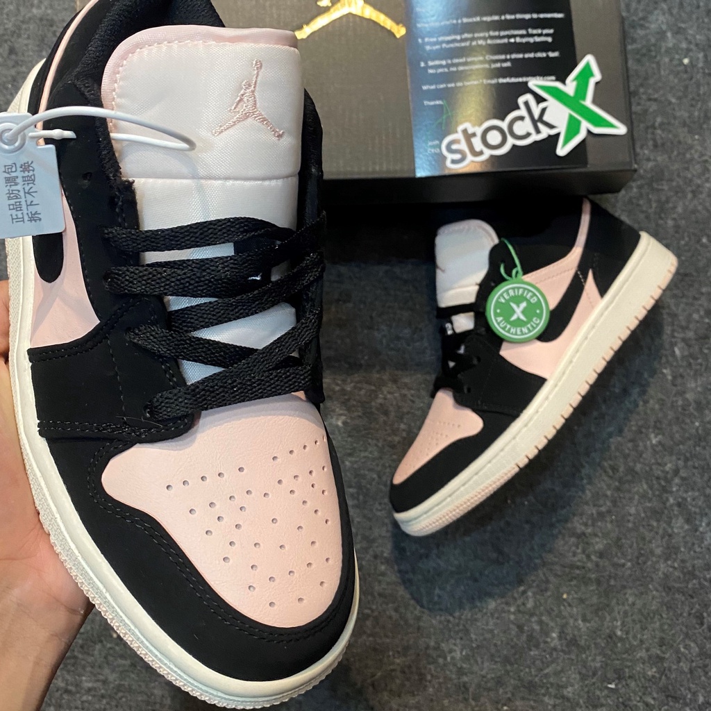 Giày thể thao Jordan 1  hồng đen cổ thấp, Giày JD1 Hồng Low Black Guava Ice Da Nhăn nam nữ siêu hot dễ phối đồ
