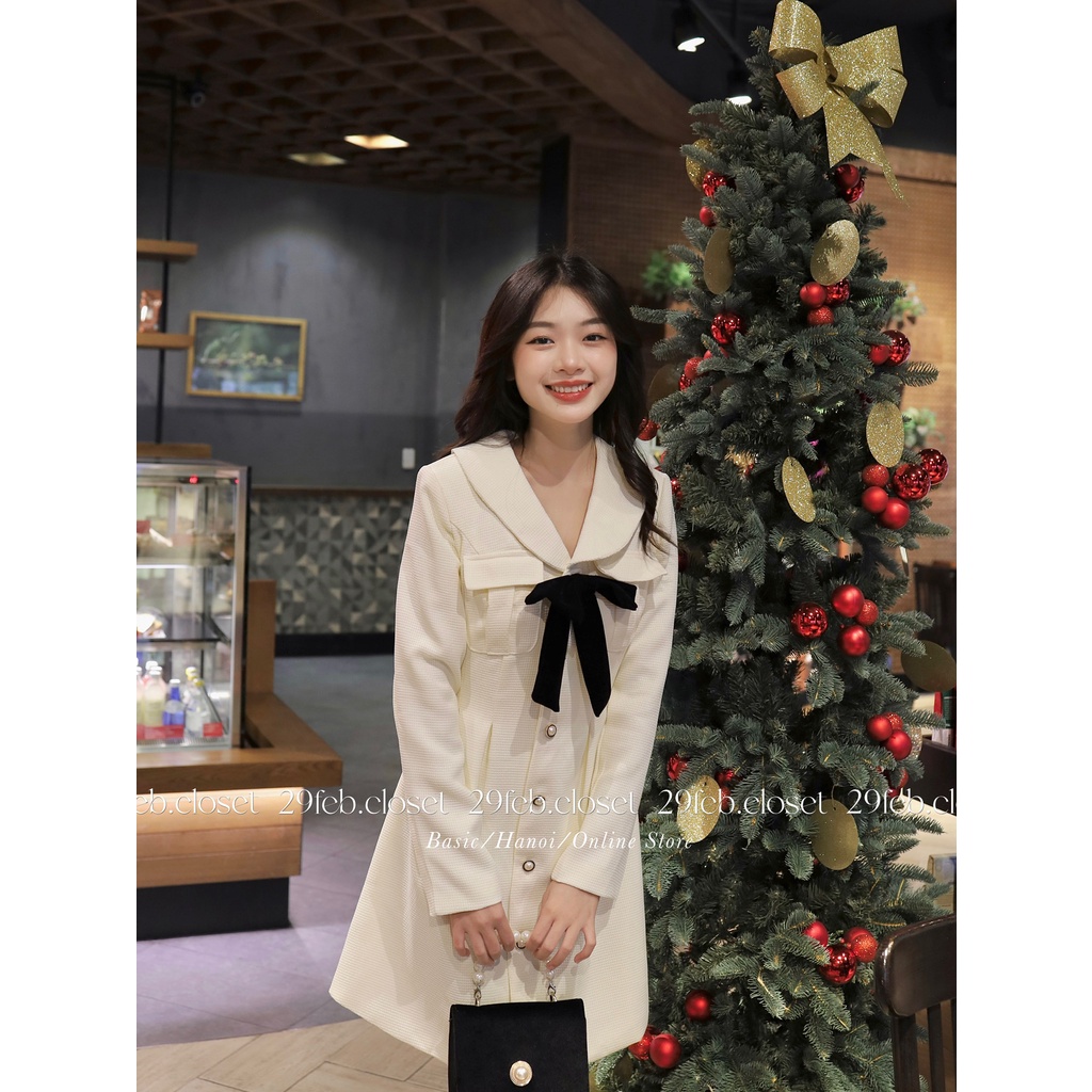 Váy dạ tweed cúc ngọc tặng kèm nơ - 29feb.closet - V41