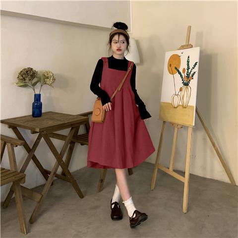 Bộ Đầm Hai Dây Dáng Rộng Phong Cách Preppy Dễ Thương Thời Trang Xuân Thu Cho Học Sinh