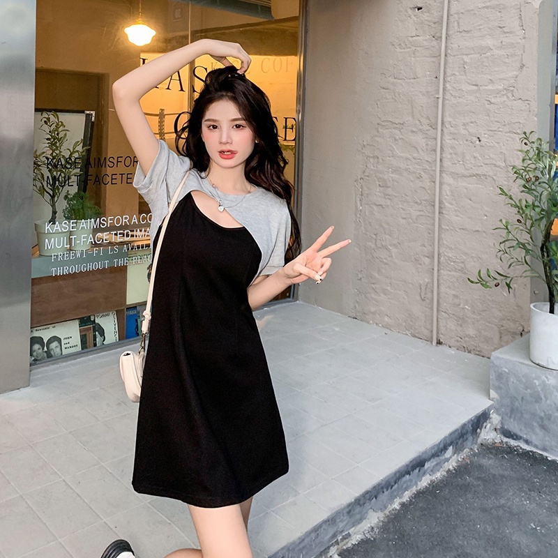 IELGY IELGY Bộ Áo Thun Không Tay + Chân Váy Ngắn Thời Trang Dành Cho Nữ