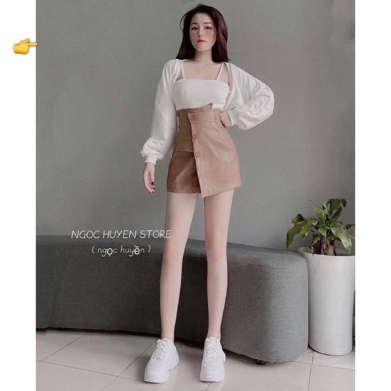 Chân váy da vạc chéo đen nâu, QUẦN VÁY DA MÀU ĐEN NÂU HOT HIT HIỆN ĐẠI THỜI TRANG quần da 3 khuy 💕💕💕UN98888