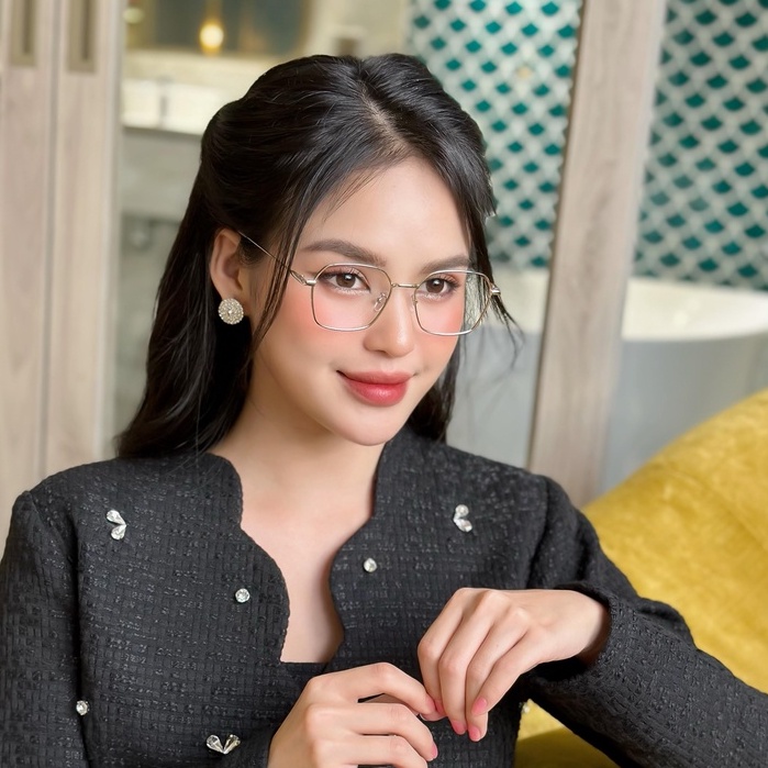 Gọng kính cận nam nữ Lilyeyewear chất liệu kim loại mắt đa giác thanh mảnh 282308