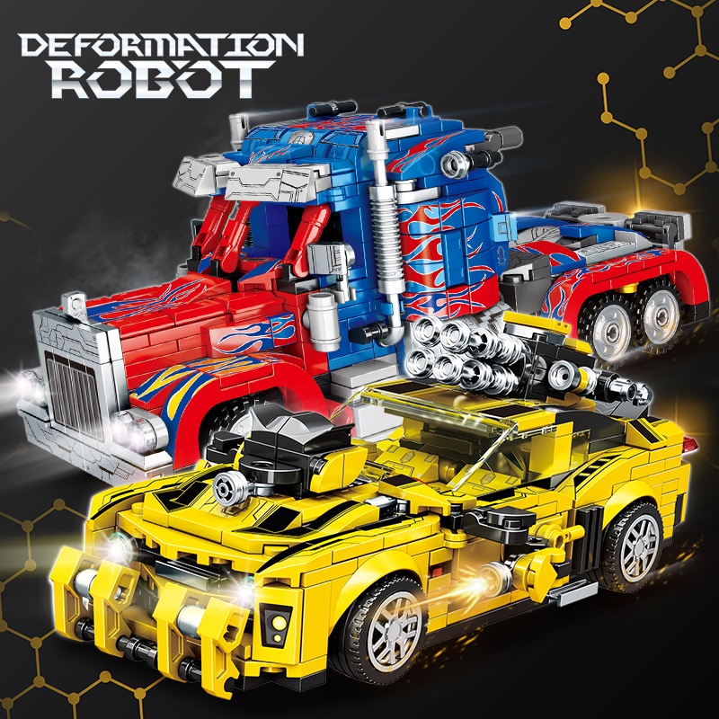 Lego đồ chơi xếp hình Tran.former Xe ô tô biến hình thành robot đồ chơi robot biến hình 815 chi tiết  2 trong 1