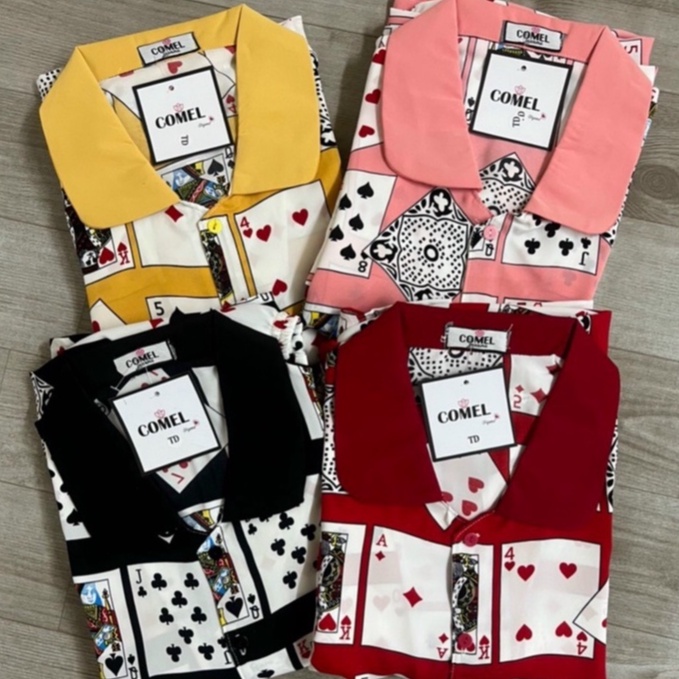 Đồ bộ pijama lá bài măc tết 2023, bộ pijama mango mềm mát freesize - Linqu Store