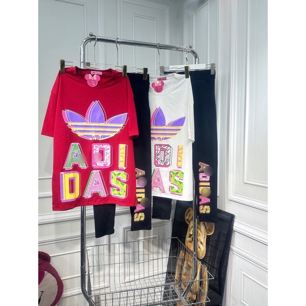 Set áo cotton hình in nhiệt to cao cấp quần ôm in chữ- Set bộ cao cấp - HNCloset