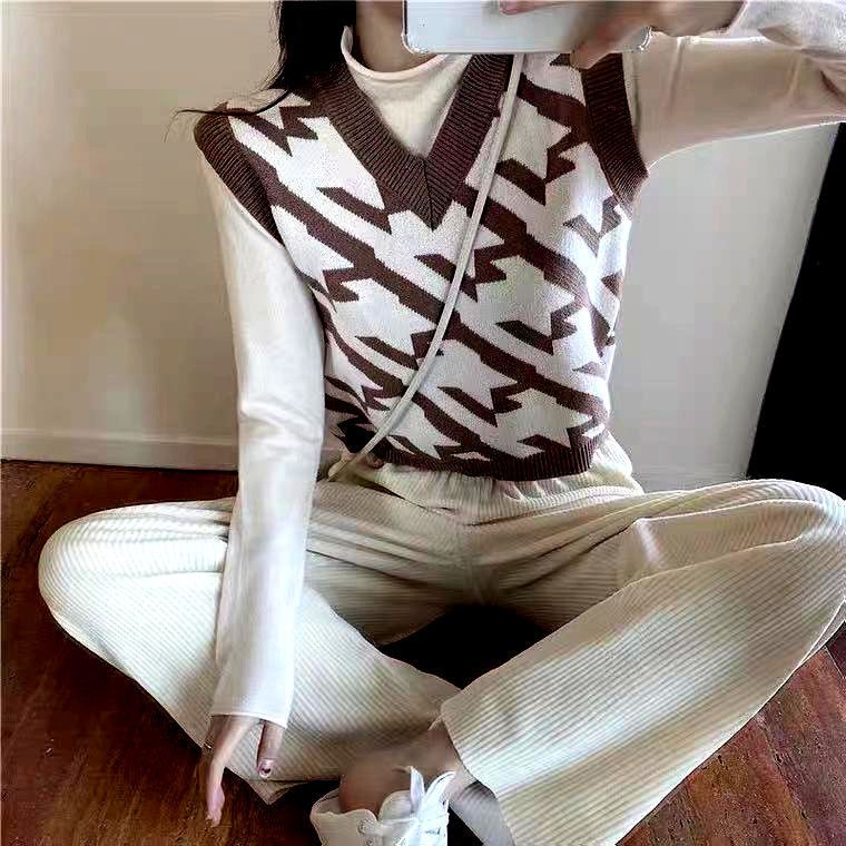 Áo Khoác Len Không Tay Cổ Chữ v Màu Sắc Thời Trang Thu Đông Cho Nữ