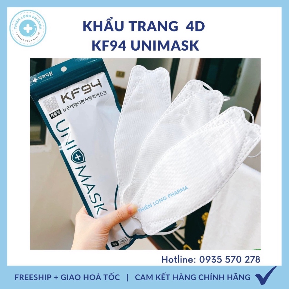  Khẩu trang KF94 UNI MASK 4 lớp kháng khuẩn, kiểu dáng 4D Hàn Quốc hàng chính hãng chống bụi mịn LITICNMN