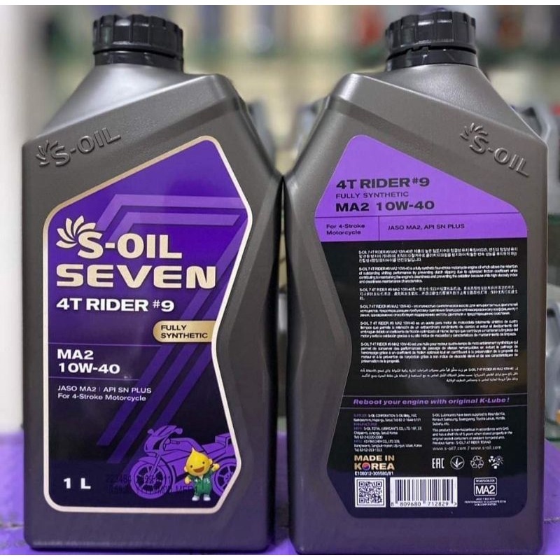 Dầu nhớt dành cho xe tay côn, xe máy số - S-OIL RIDER #9 SN Plus 10W40 - 1L