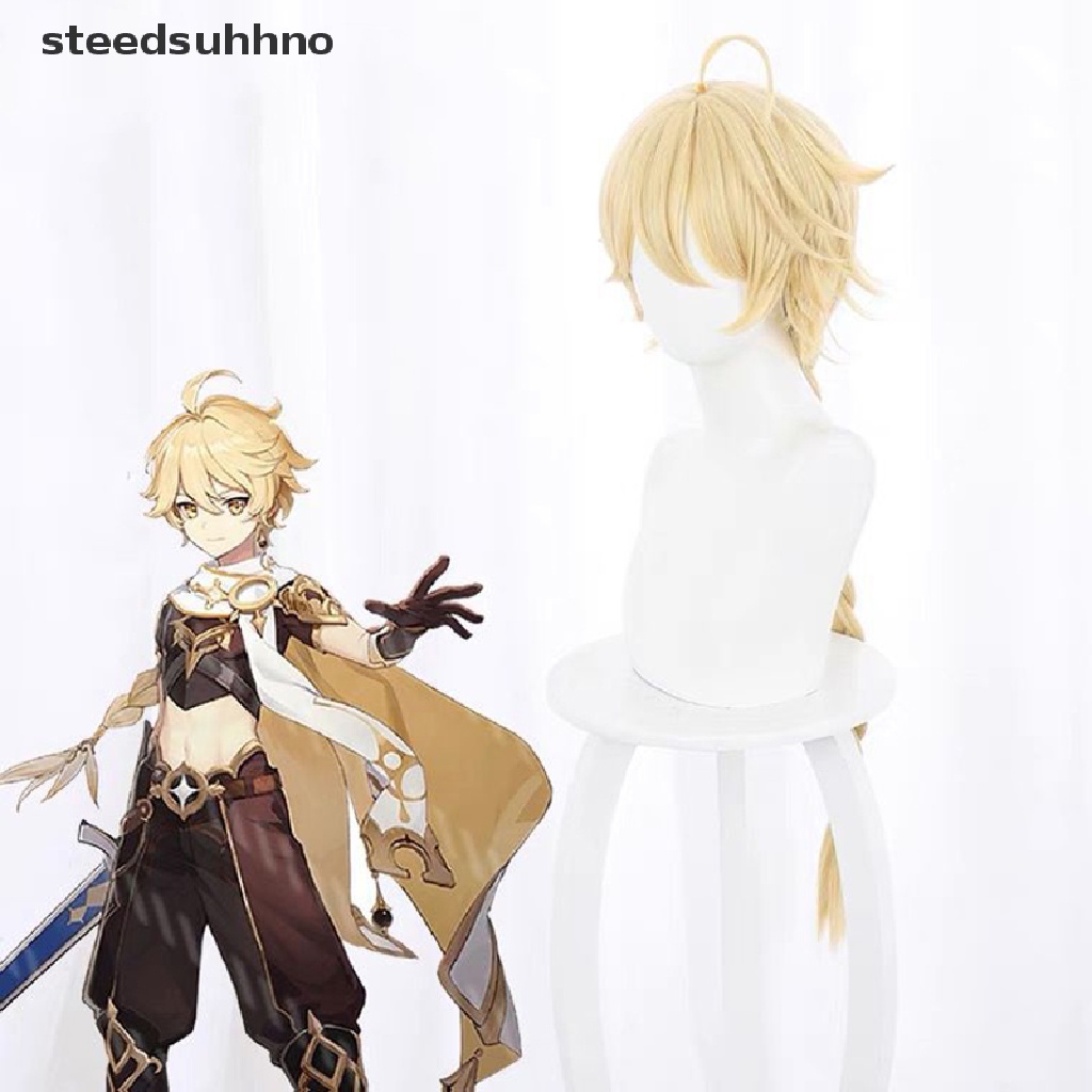 Tóc Giả Chịu Nhiệt Màu Vàng Dùng Hóa Trang Nhân Vật Lumine Aether Trong Anime Genshin Va Chạm hhno