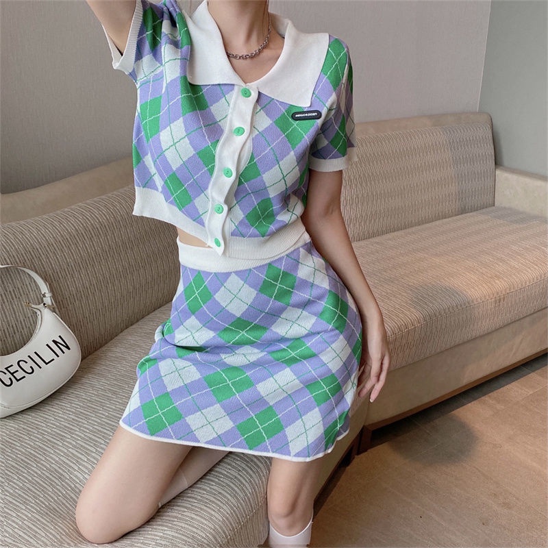 PunkyRabbit Phụ Nữ Mùa Hè Thanh Lịch Cổ Gập Kẻ Sọc Áo Thun Tay Ngắn Lưng Bodycon Váy Bộ