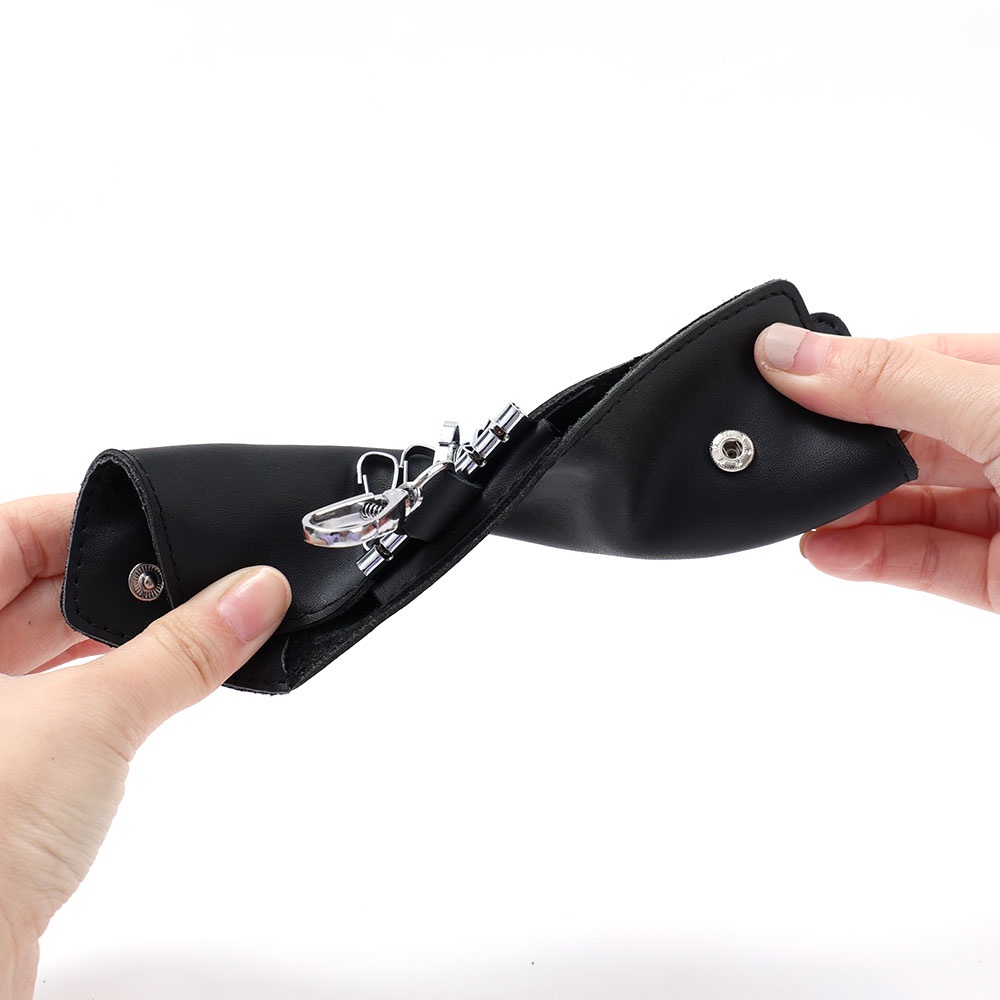 1 Túi Da Đựng Chìa Khóa Xe Hơi Mini Màu Đen Thời Trang Cho Nam Và Nữ