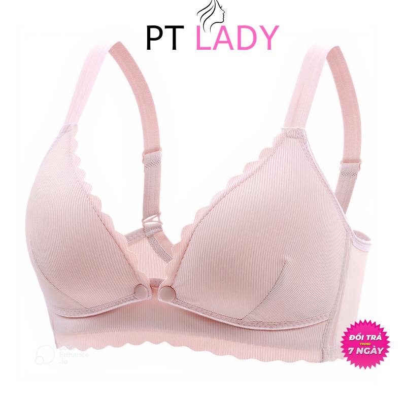 áo lót bầu thun gân cotton mút mỏng 0,3cm có khuy cài trước ngực mở ra cho con bú pt lady AONGUC 247