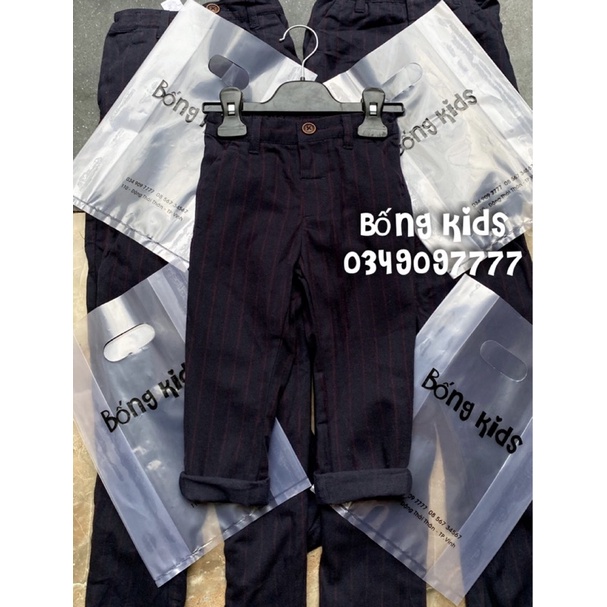 Quần Tây Bé Trai Vải Dạ Kẻ Sọc Xanh Than N