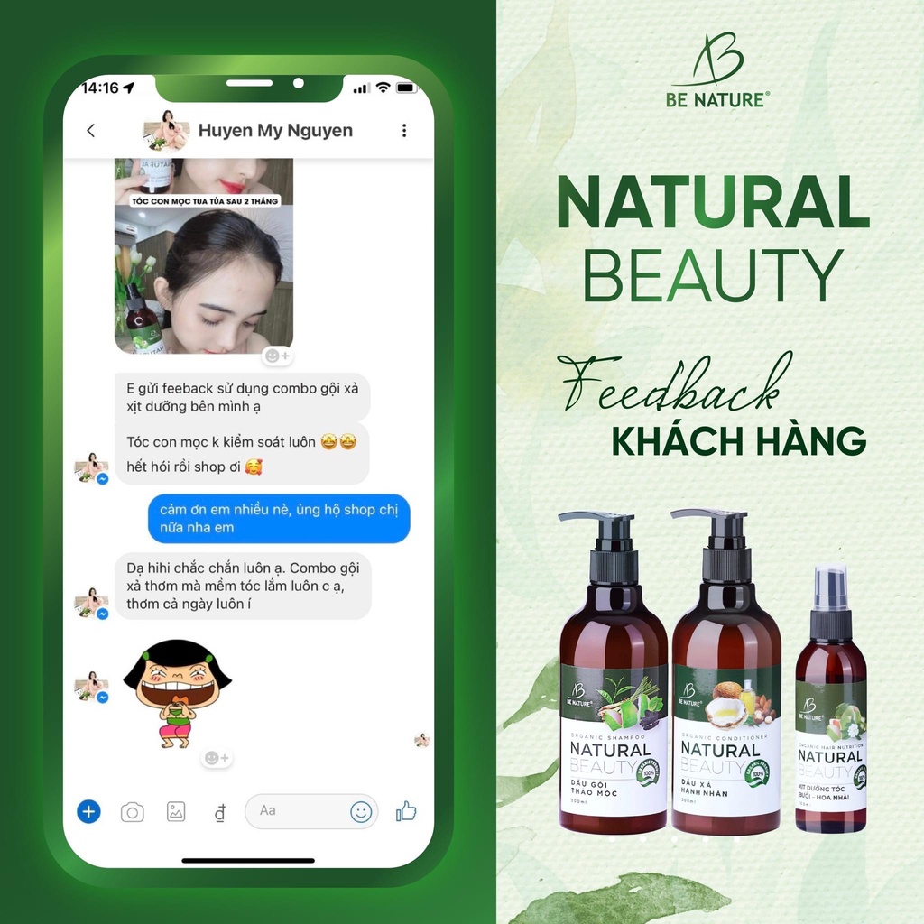 Dầu gội Be Nature Natural Beauty làm sạch và ngăn ngừa rụng tóc 300ml