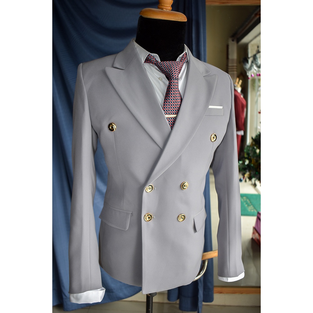 Áo vest nam ôm body 6 cúc màu xám ghi