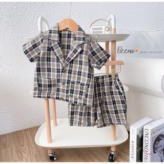 Set vest đùi kẻ xuất hàn bé trai