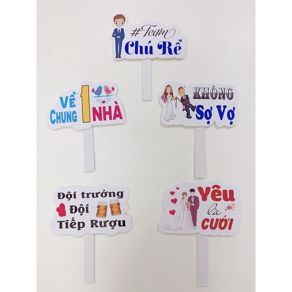 combo 5 hashtag check in đám cưới (có sẵn)