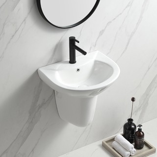 Chậu rửa mặt lavabo treo tường chân lửng, chất men nano kháng khuẩn cao cấp bảo hành chính hãng 10 năm - KIEL HOME